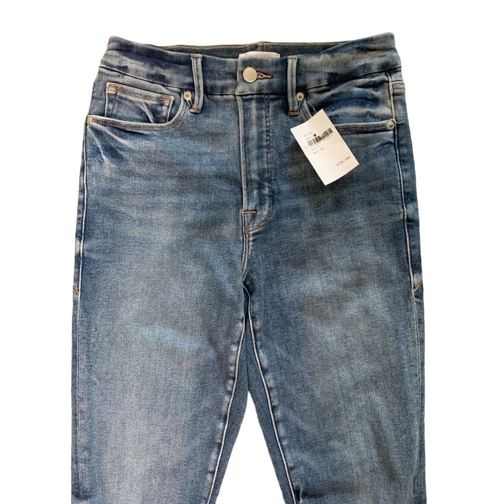 Good American Factory Distressed Jeans Style GLC138OT Medium Wash Size 4/27 - Picture 3 of 11